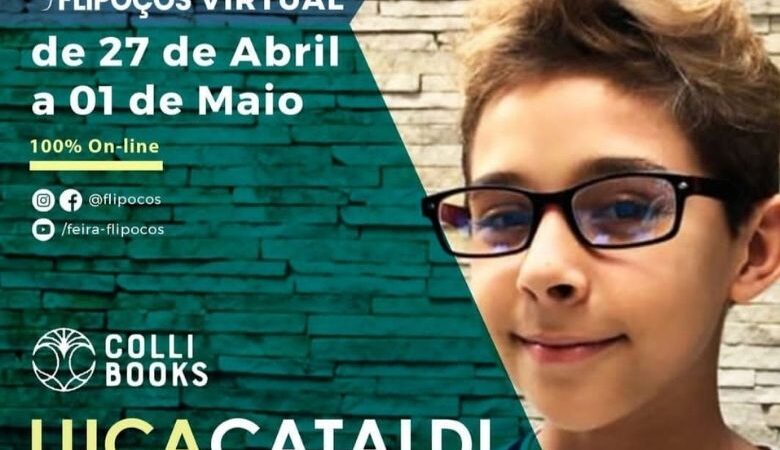 Luca Cataldi lança livro "Meu Diário Mitológico" no Flipoços