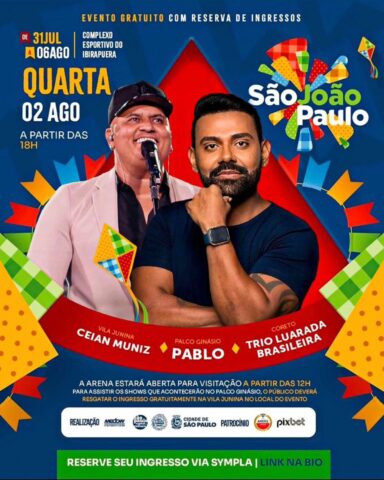 “São João Paulo”: Ceian Muniz se apresenta em evento gratuito